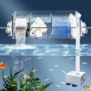 Premium Multi-Layer Aquarium Filter for 5 to 30 Gallon Fish Tanks: Oxygenating Water Wheel Low-Noise Operation Dual-Sided Suspe