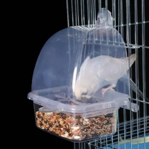 Bird Feeder Transparent Parrot Food Box Spill proof Cup Bird Automatic Feeder