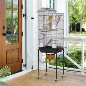 Roof Top Large Parakeet Bird Cage for Cockatiels Conures Finches w/ Stand&Toys