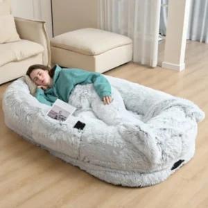 Human Dog Bed 71"x45"x12" Calming Human Size Dog Bed for Adults Washable Faux Fur Orthopedic Floor Beds Waterproof Napping Pet