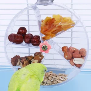 1 Acrylic Interactive Parrot Toy Rotating Treat Dispenser Pet Parrot Cage Decoration Mental Stimulation Entertainment