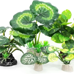 5-Pack Tall Aquarium Plants, Realistic Silk Fake Decor for Betta Fish Tanks and Terrariums