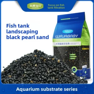 WAJABABY Black Aquarium Substrate Mix - Iron Sand, Quartz & Diamond Gravel for a Deep Contrast Aquascape in Fish Tank
