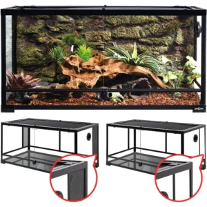 Double Hinged 50 Gallon Reptile Terrarium with Mesh/Glass Sides and Screen Ventilation, 36x18x17.75