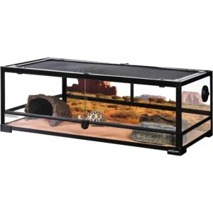ull Glass 35 Gallon Reptile Tank, ront Opening Wide & Low Reptile Terrarium 36" x 18"x 12" or Lizard Gecko Tortoise Snake, Top S
