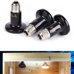 Pet Brooder Reptile Heat Lamp Black Infrared Ceramic Emitter Heat Light Bulb 220-240V Touch Lamp For Chameleon Cage Snake Tank