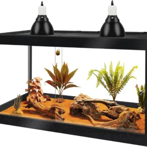 Reptile Tank with Mesh Roof and Sliding Door, Spacious Enclosure for Snakes, Lizards, Iguanas (Black, 27 Gallon)