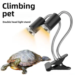 Dual Head Turtle Basking Lamp  25W/50W/75W UVA+UVB Reptile Heating Light with Timer+Dimmer Full Spectrum Sun Simulator