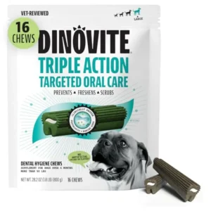 Dental Chews for Triple Action Dental Dog Treats for Breeds Clinically Proven to Prevent Plaque and Tartar While Freshening Bre