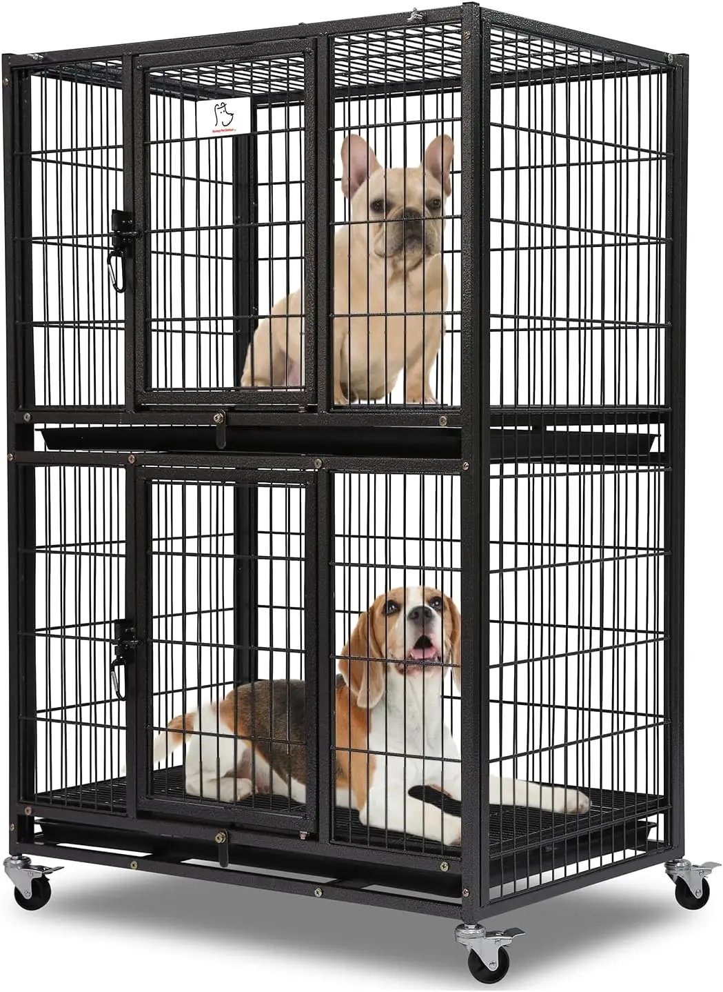 Two Tier Dog Crate for Small Dogs, Heavy Duty Wire Kennel with Lockable Wheels, Escape Proof Indoor Cage with Removable Tray, 31 - Image 5