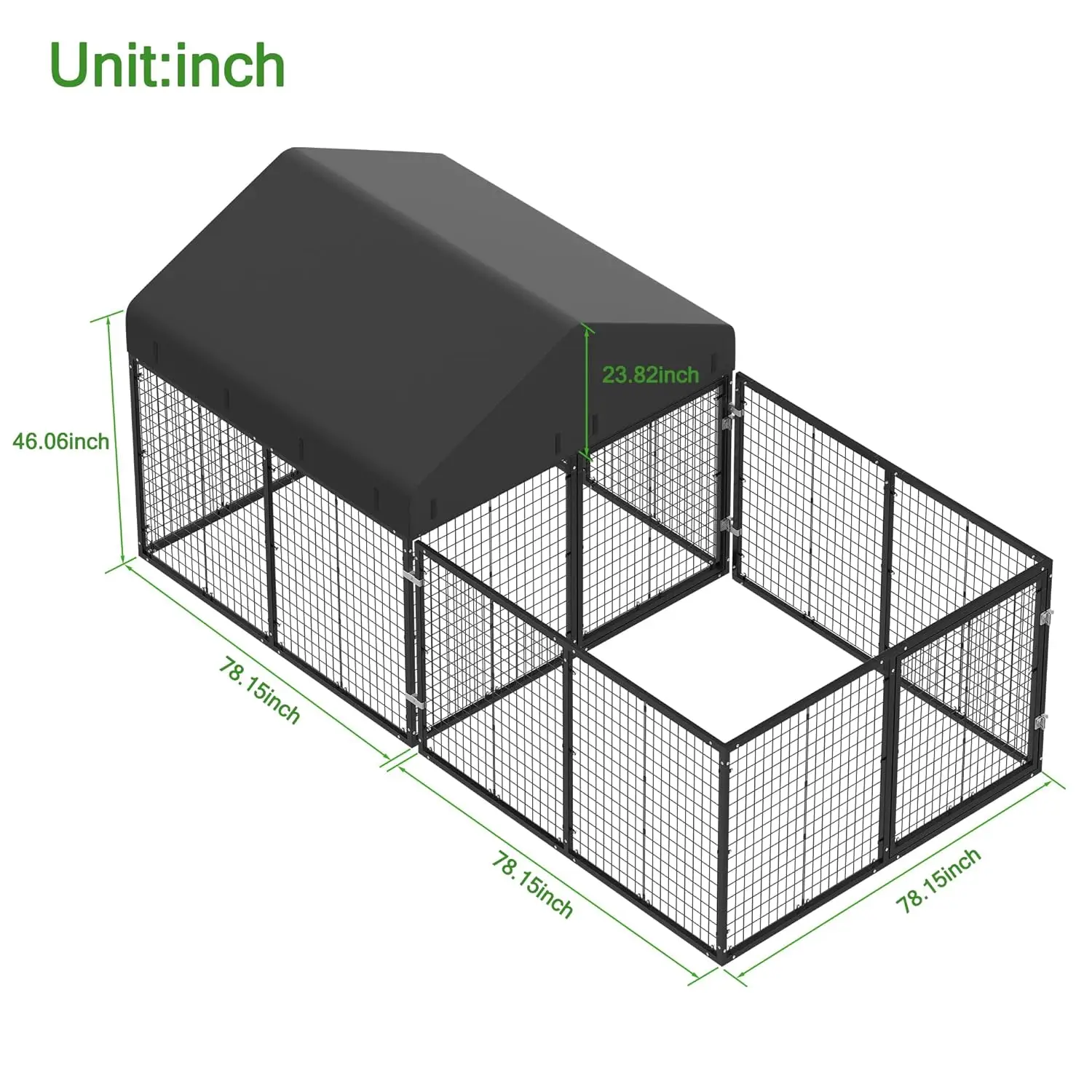 Anti-Rust Roof Lockable Outdoor Dog Kennel Cage for Small & Medium Dogs All Weather , Custom - Image 2