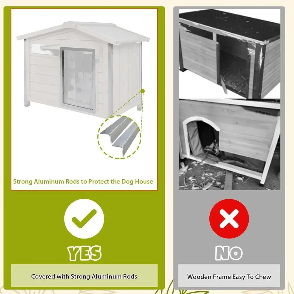 Large 40.2 Indoor/Outdoor Wooden Dog House with Weatherproof Roof, Spacious Kennel for Small to Large Dogs, Grey - Image 2
